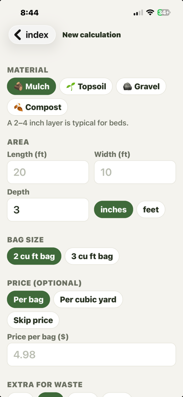 Yard Load measurement calculator