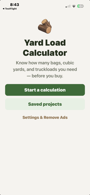 Yard Load home screen