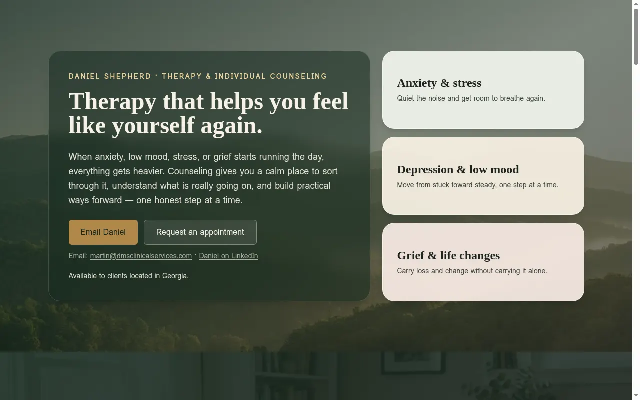 Daniel Shepherd therapy website